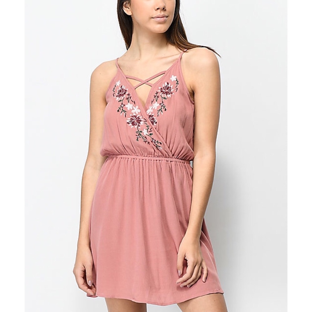 Love, Fire Floral Mauve Wrap Dress